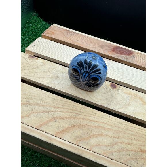 Vintage Tonalá Mexican Folk Art Owl-Hand-Painted Ceramic Pottery, 3.5" - Picture 3 of 9